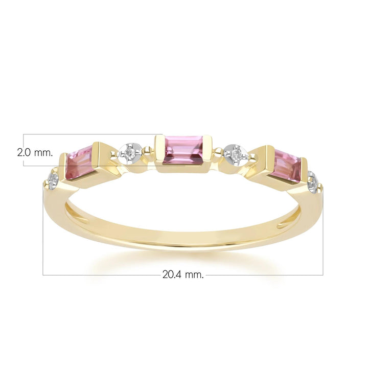 Classic Pink Tourmaline & Diamond Eternity Ring in 9ct Yellow Gold