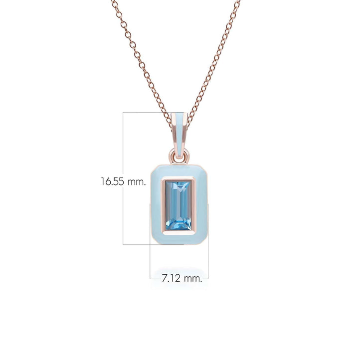 253P335501925 Siberian Waltz Blue Enamel & Swiss Blue Topaz Pendant In 18ct Rose Gold Plated Sterling Silver Dimensions