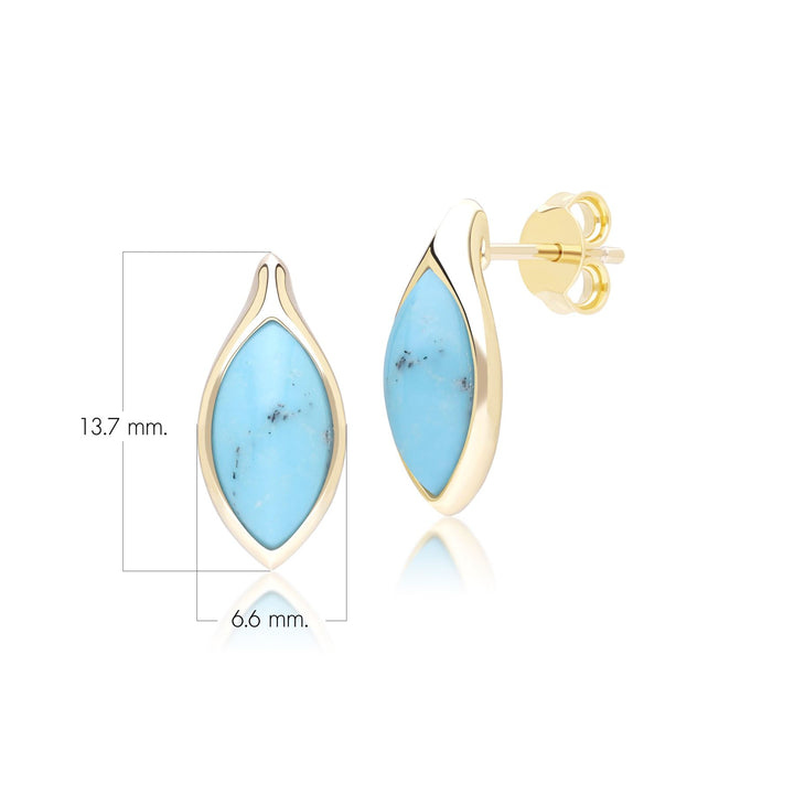 Klassische Marquise-Türkis-Ohrstecker in 9 Karat Gelbgold