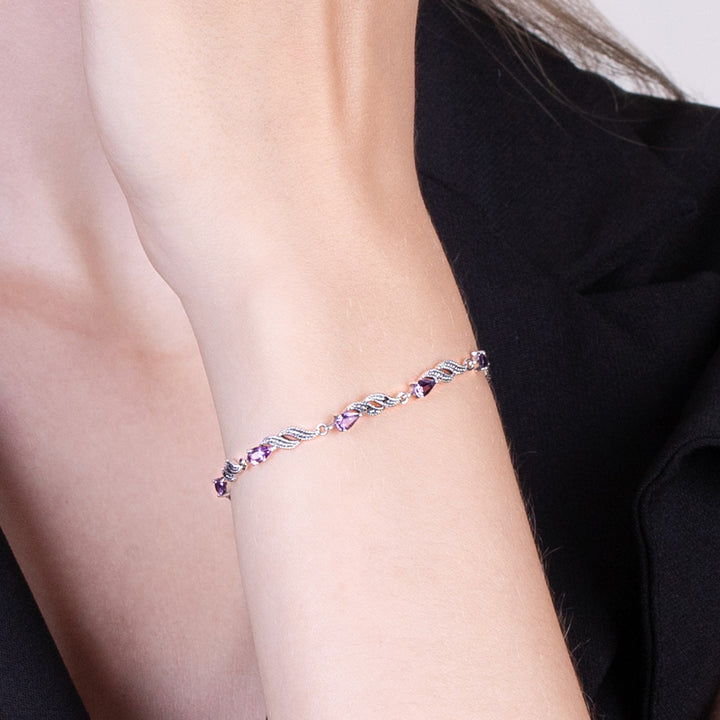 Amethyst & Markasit Tennis Armband im Jugendstil
