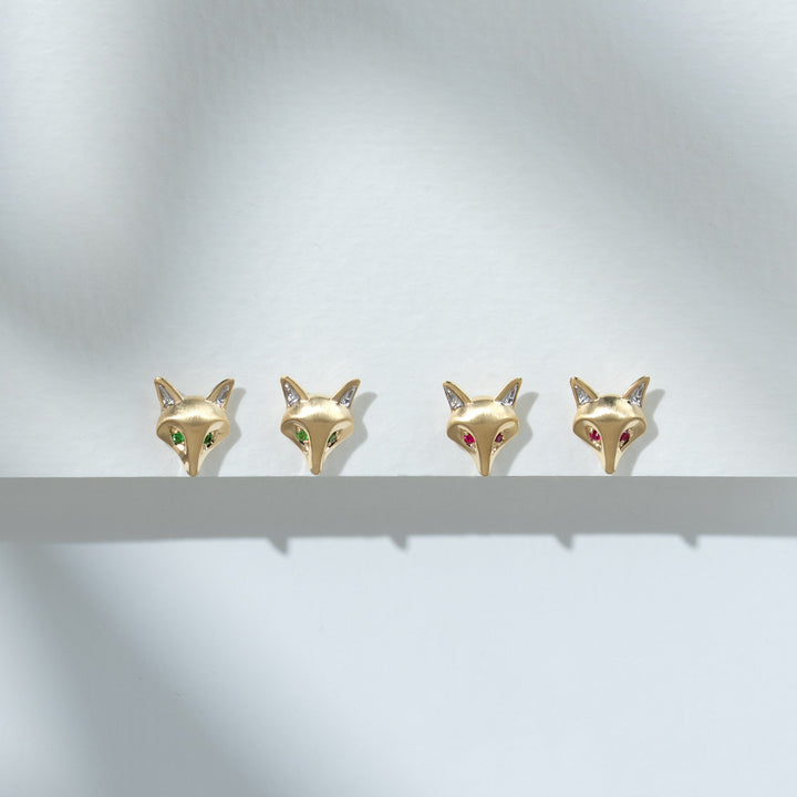 Gardenia Tsavorit-Fuchs-Ohrringe aus 9-karätigem Gold