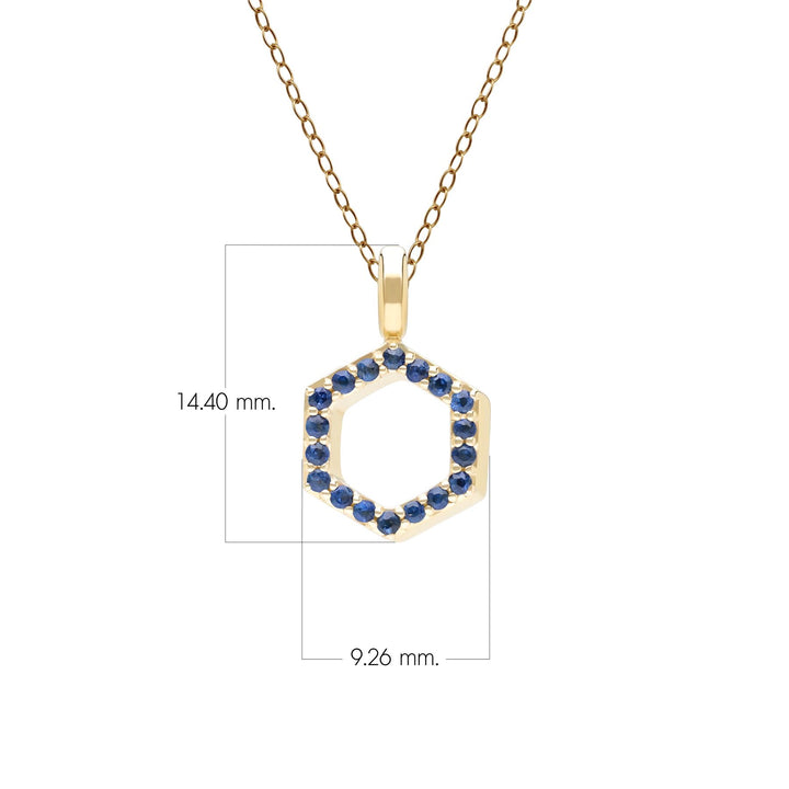 Geometric Hex Emerald Pendant Necklace in 9ct Yellow Gold Dimensions 