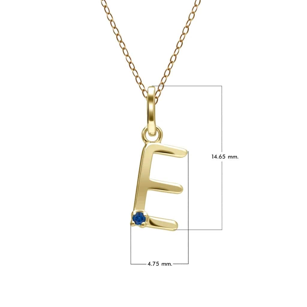 Anfangsbuchstaben-Halskette mit blauem Saphir aus 9-karätigem Gelbgold
