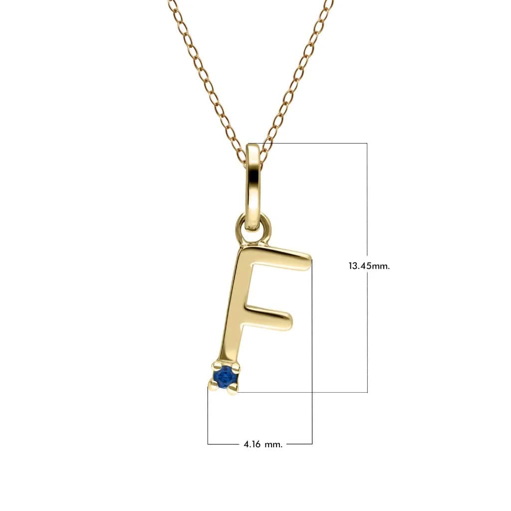 Anfangsbuchstaben-Halskette mit blauem Saphir aus 9-karätigem Gelbgold