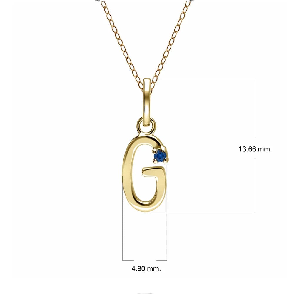 Anfangsbuchstaben-Halskette mit blauem Saphir aus 9-karätigem Gelbgold
