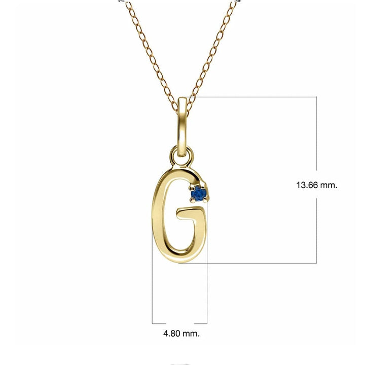 Anfangsbuchstaben-Halskette mit blauem Saphir aus 9-karätigem Gelbgold
