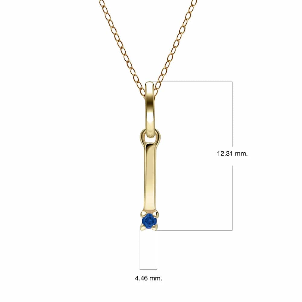 Anfangsbuchstaben-Halskette mit blauem Saphir aus 9-karätigem Gelbgold