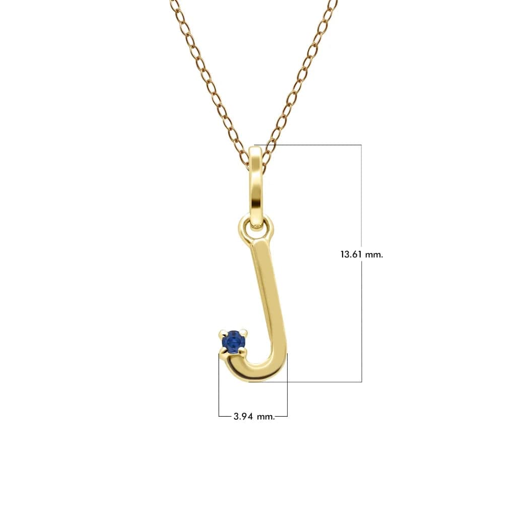 Anfangsbuchstaben-Halskette mit blauem Saphir aus 9-karätigem Gelbgold