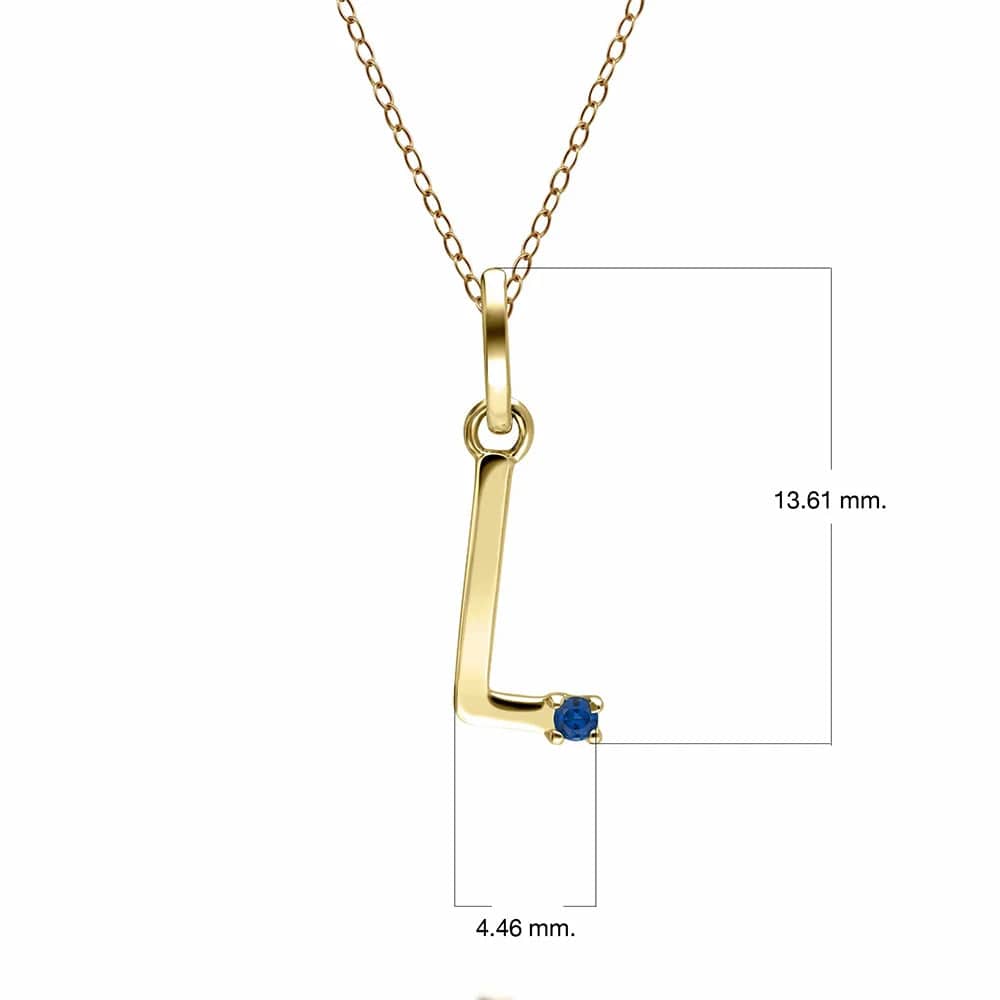 Anfangsbuchstaben-Halskette mit blauem Saphir aus 9-karätigem Gelbgold