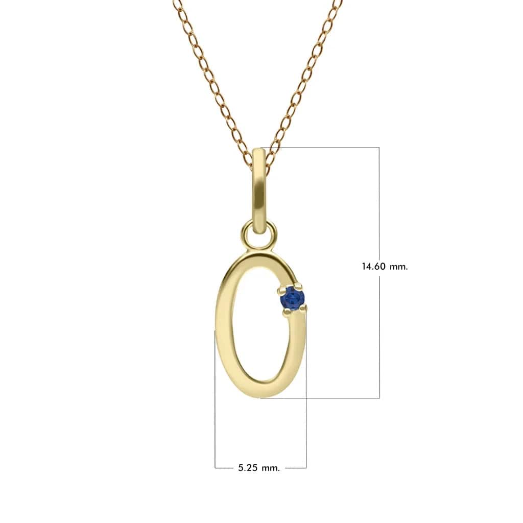 Anfangsbuchstaben-Halskette mit blauem Saphir aus 9-karätigem Gelbgold