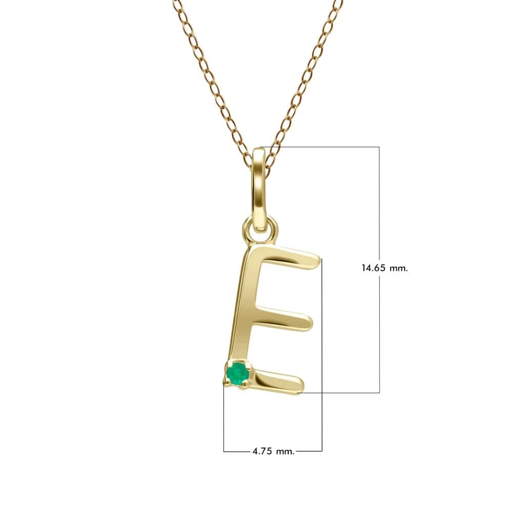 Anfangs-Smaragd-Buchstaben-Halskette aus 9 Karat Gelbgold