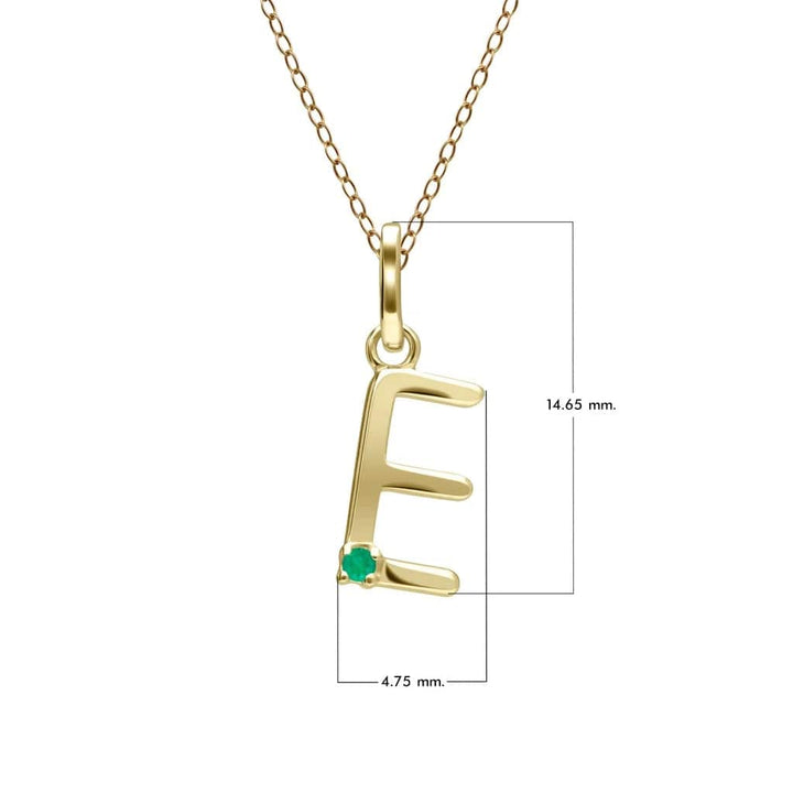 Anfangs-Smaragd-Buchstaben-Halskette aus 9 Karat Gelbgold
