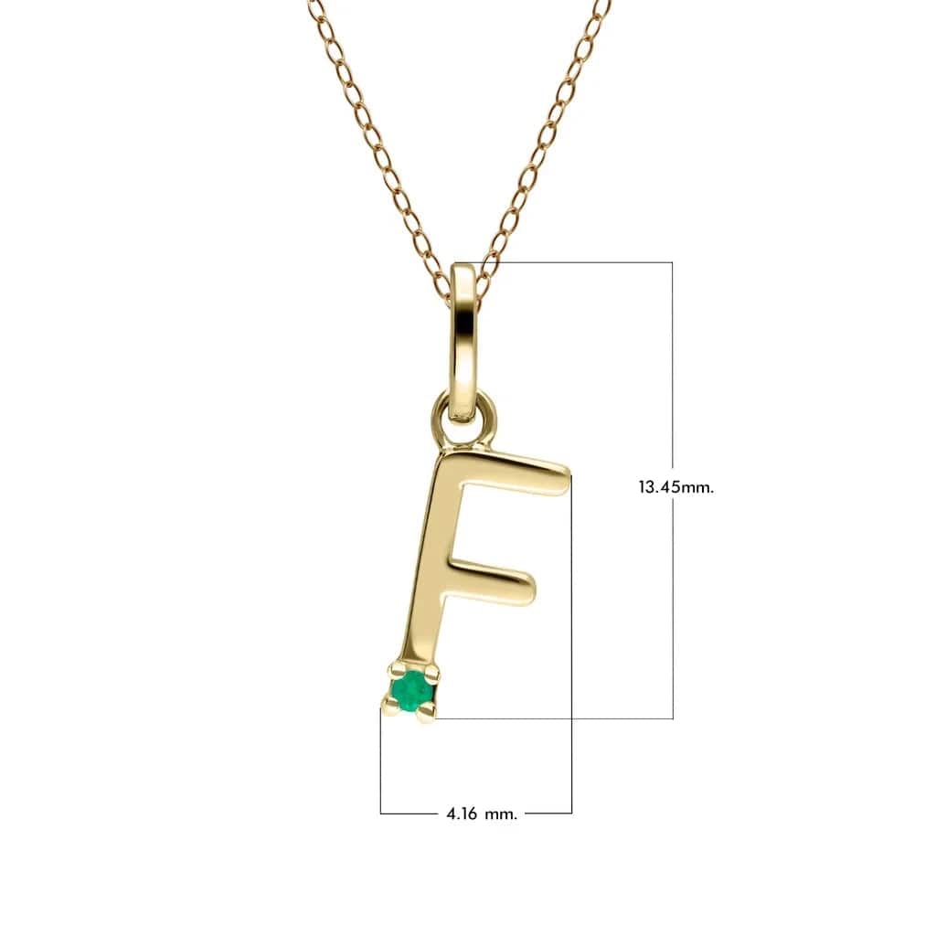 Anfangs-Smaragd-Buchstaben-Halskette aus 9 Karat Gelbgold