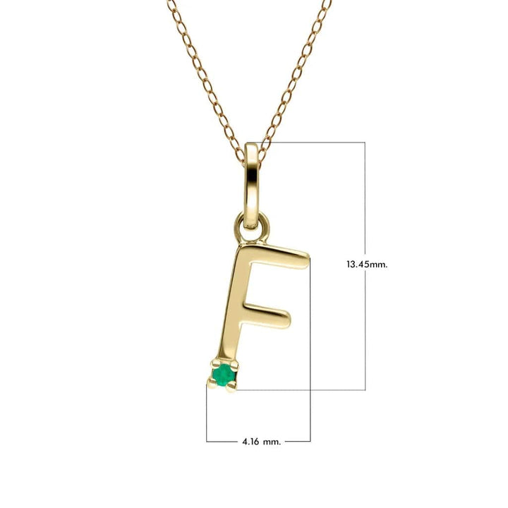 Anfangs-Smaragd-Buchstaben-Halskette aus 9 Karat Gelbgold