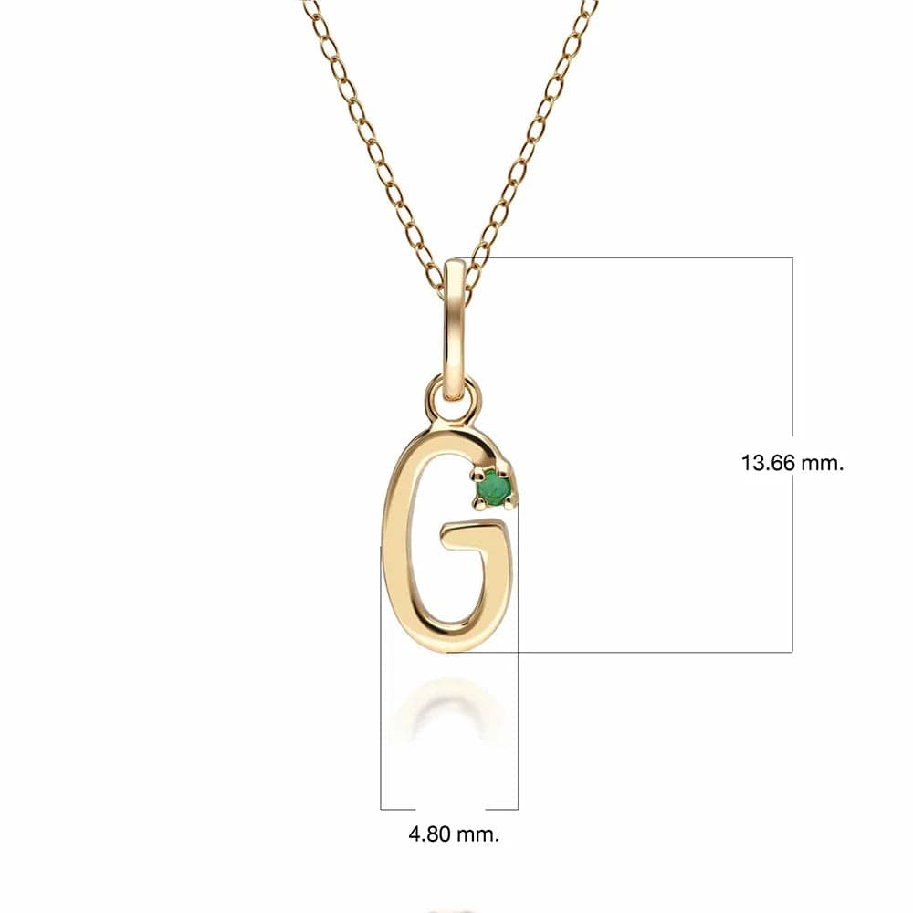 Anfangs-Smaragd-Buchstaben-Halskette aus 9 Karat Gelbgold