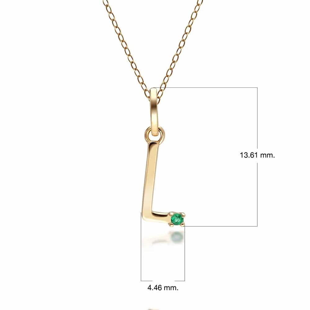 Anfangs-Smaragd-Buchstaben-Halskette aus 9 Karat Gelbgold