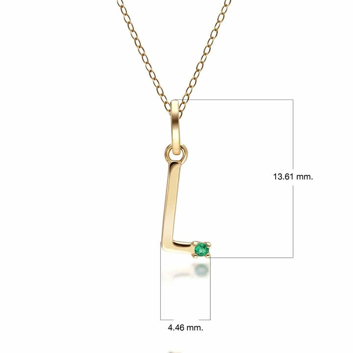 Anfangs-Smaragd-Buchstaben-Halskette aus 9 Karat Gelbgold