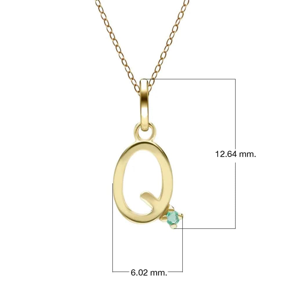 Anfangs-Smaragd-Buchstaben-Halskette aus 9 Karat Gelbgold