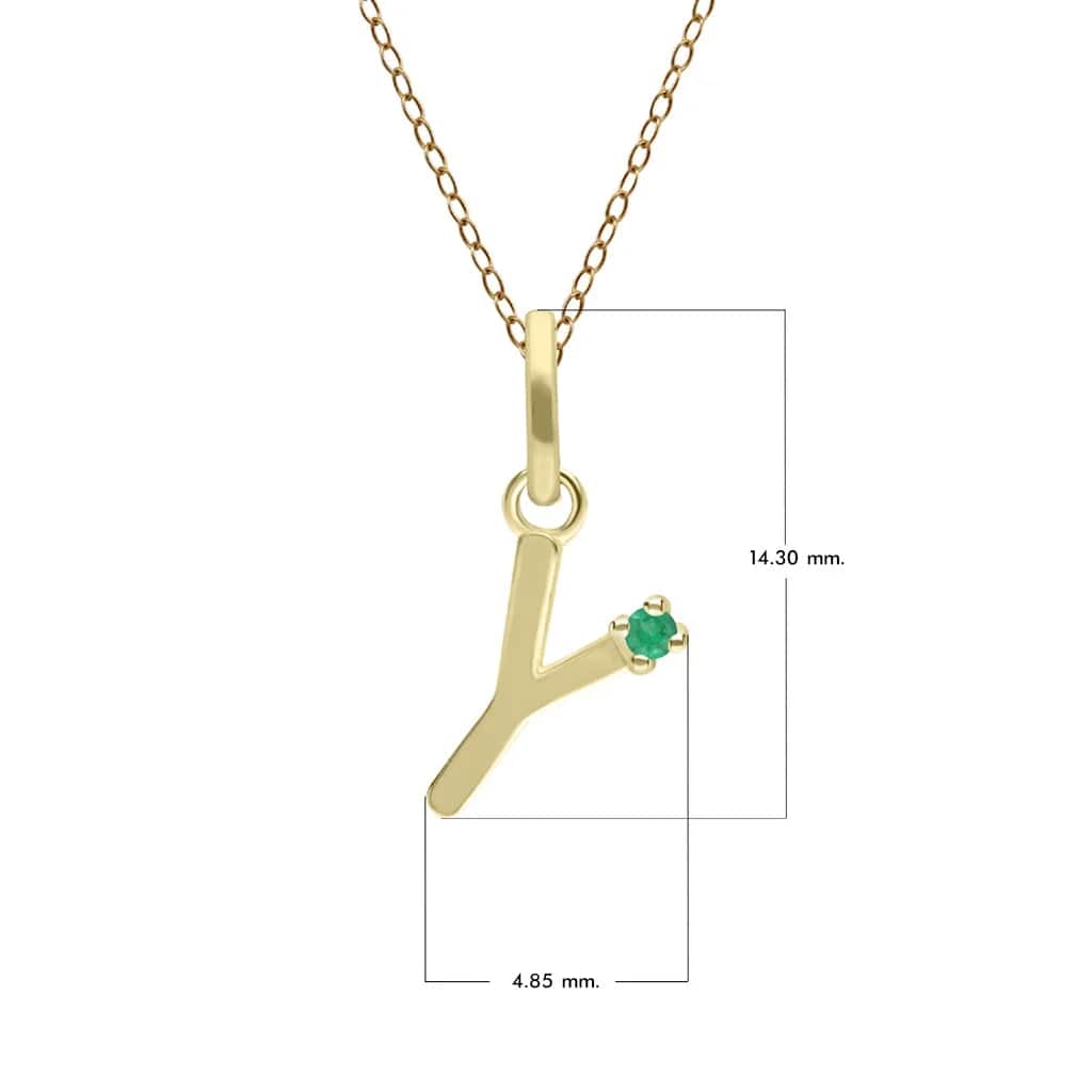 Anfangs-Smaragd-Buchstaben-Halskette aus 9 Karat Gelbgold