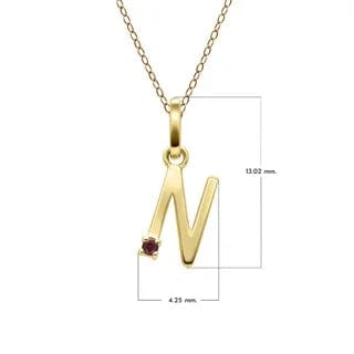 Anfangs-Rubin-Buchstaben-Halskette aus 9 Karat Gelbgold