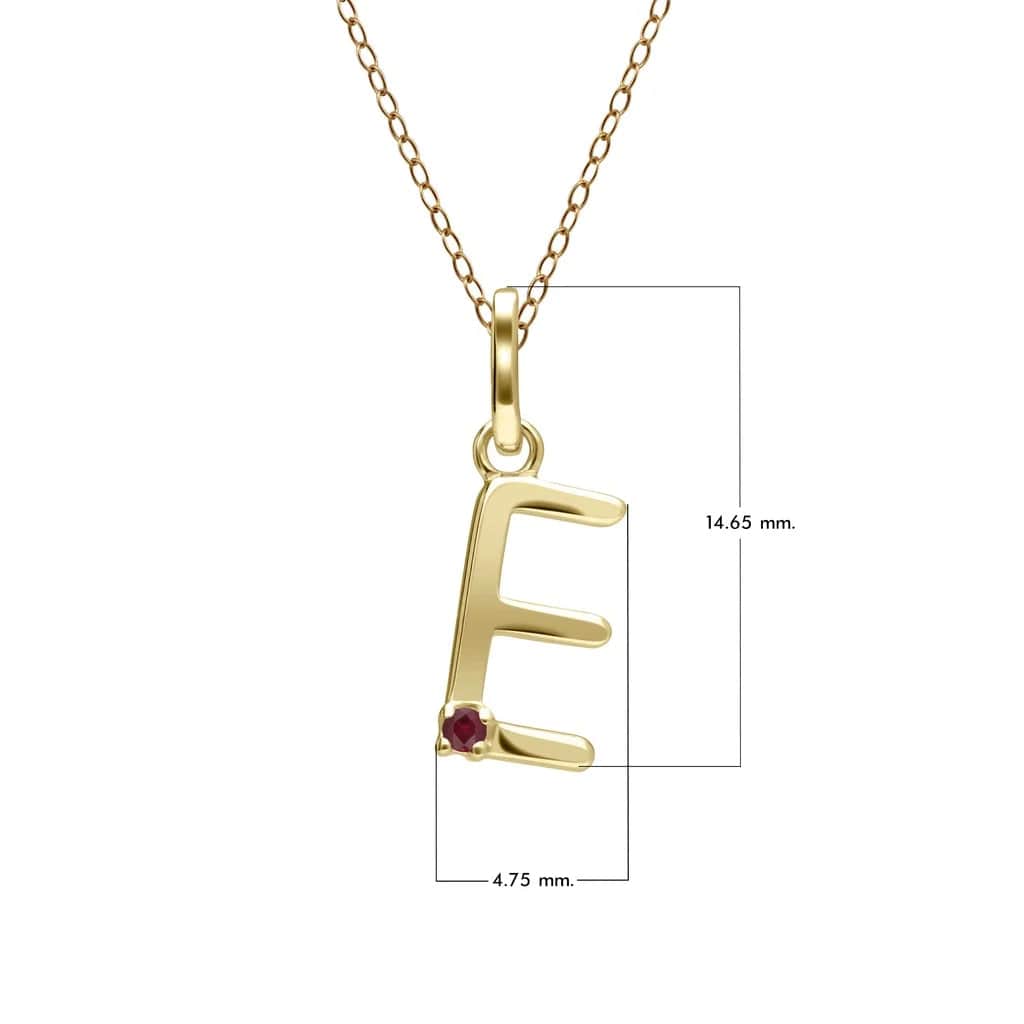 Anfangs-Rubin-Buchstaben-Halskette aus 9 Karat Gelbgold