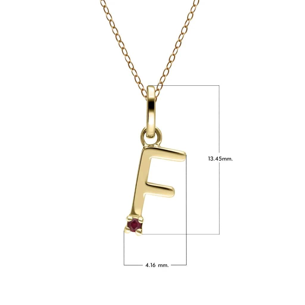 Anfangs-Rubin-Buchstaben-Halskette aus 9 Karat Gelbgold