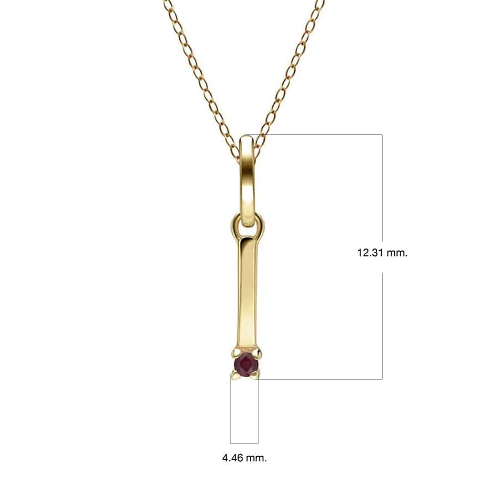 Anfangs-Rubin-Buchstaben-Halskette aus 9 Karat Gelbgold