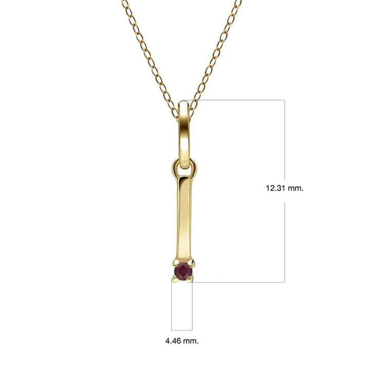 Anfangs-Rubin-Buchstaben-Halskette aus 9 Karat Gelbgold
