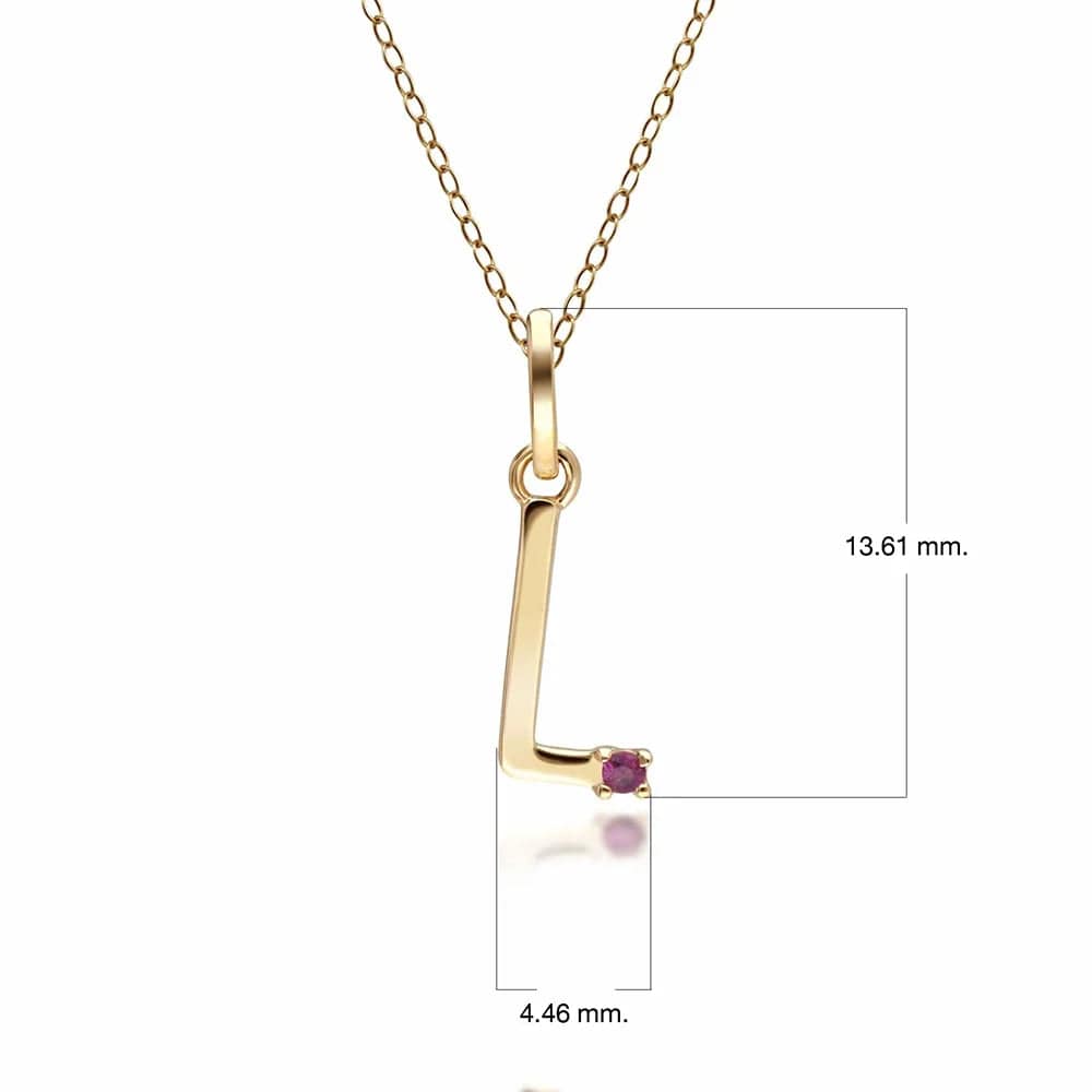 Anfangs-Rubin-Buchstaben-Halskette aus 9 Karat Gelbgold