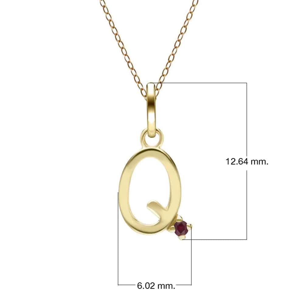 Anfangs-Rubin-Buchstaben-Halskette aus 9 Karat Gelbgold