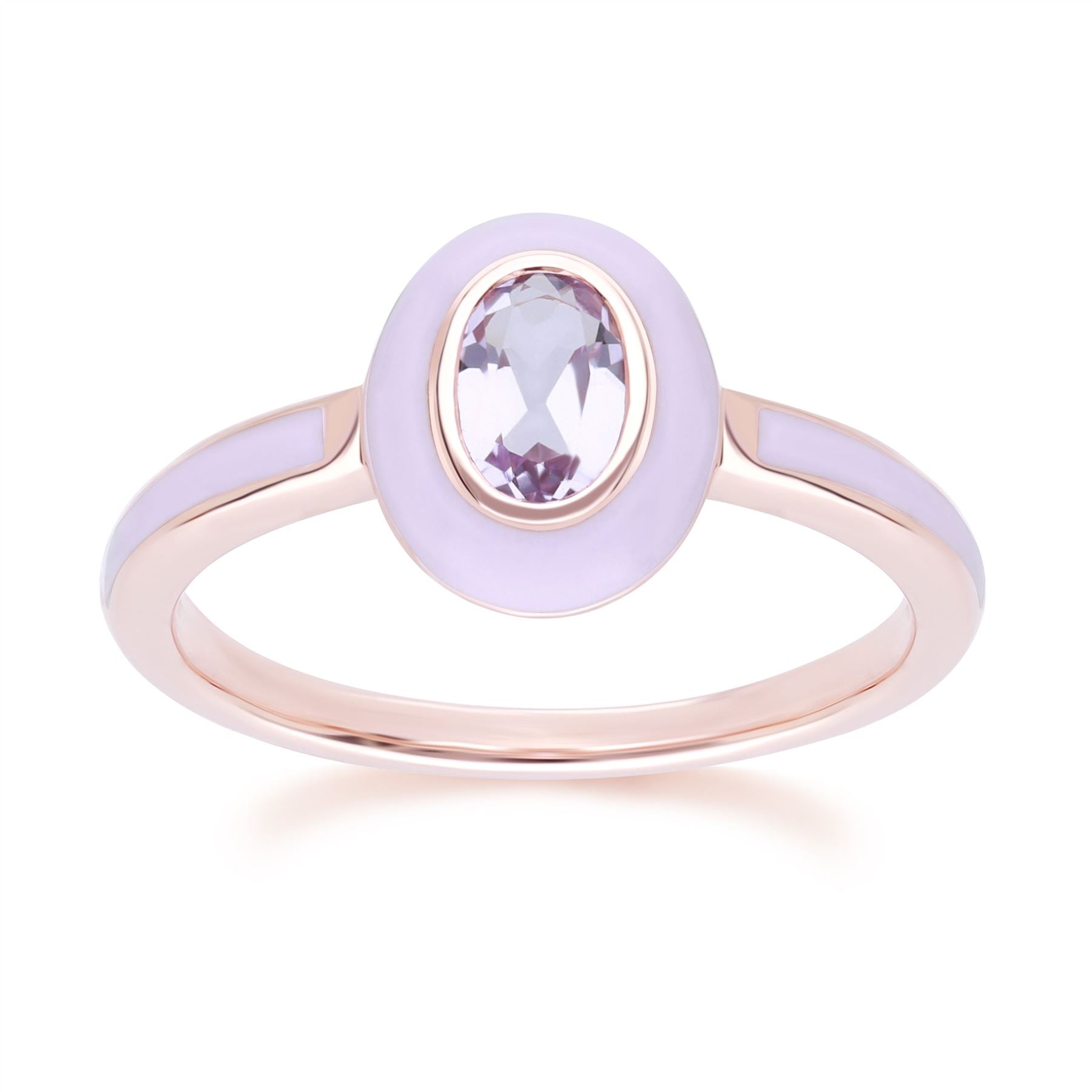 Violet Enamel Ring with Pink Amethyst 18ct Rose Gold Plated 