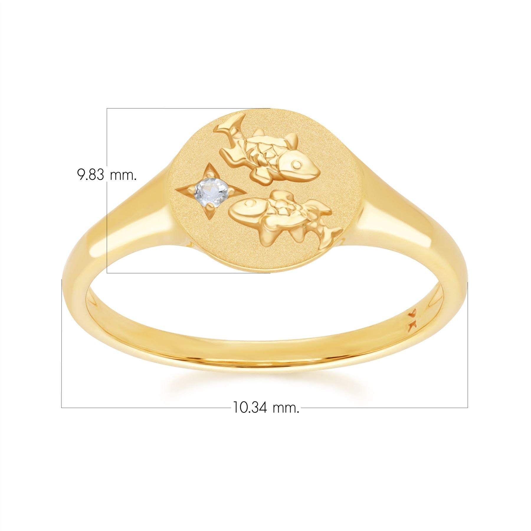 Zodiac Aquamarine Pisces Signet Ring In 9ct Yellow GoldDimensions  135R2081019