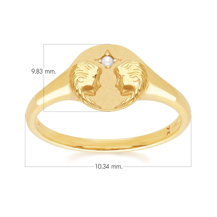 Zodiac Freshwater Pearl Gemini Signet Ring In 9ct Yellow GoldDimensions  135R2084019