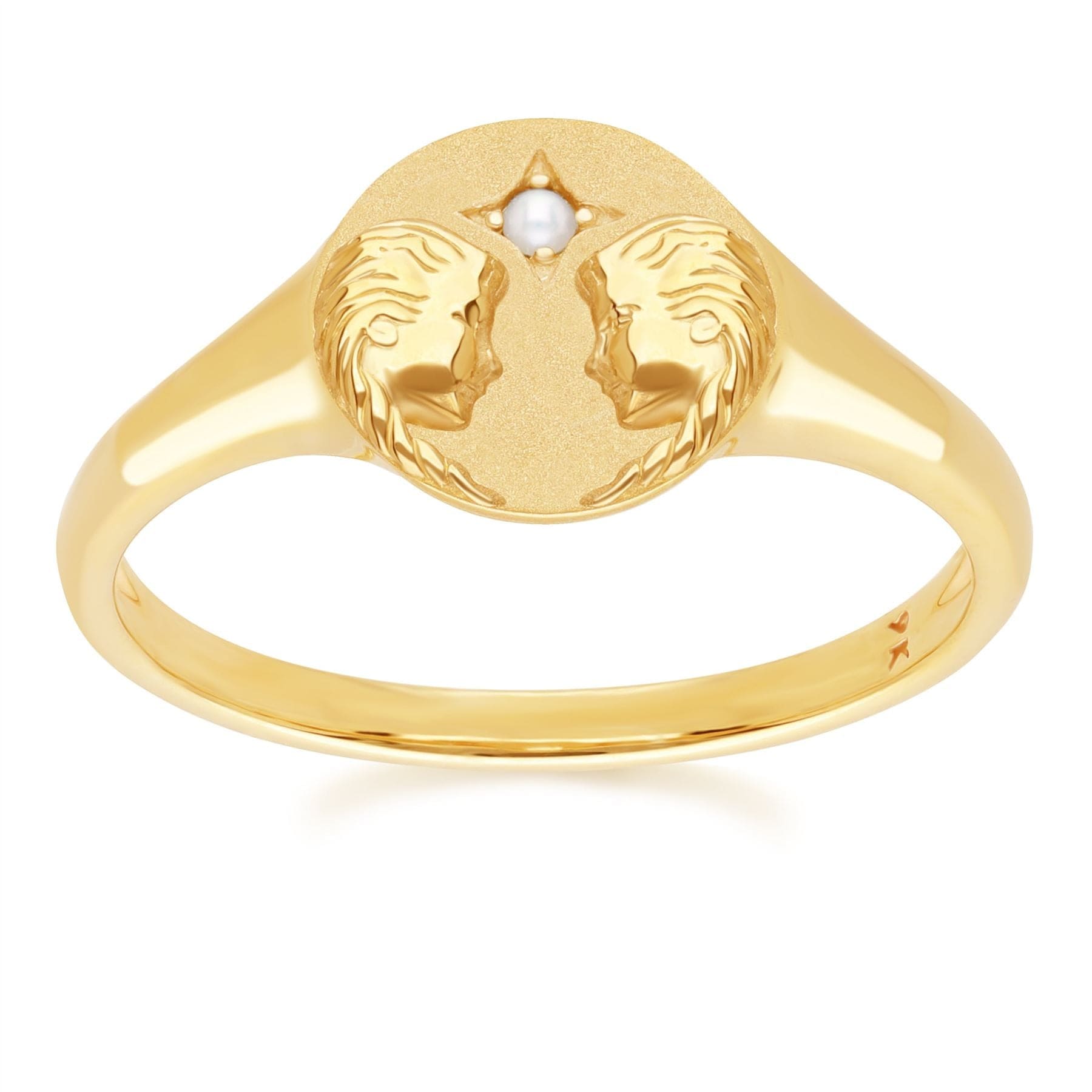 "Zodiac Freshwater Pearl Gemini Signet Ring In 9ct Yellow GoldFront  135R2084019