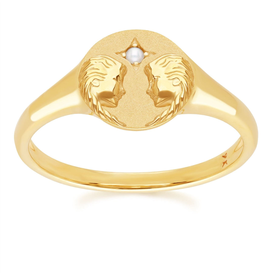 Zodiac Freshwater Pearl Gemini Signet Ring In 9ct Yellow GoldFront  135R2084019