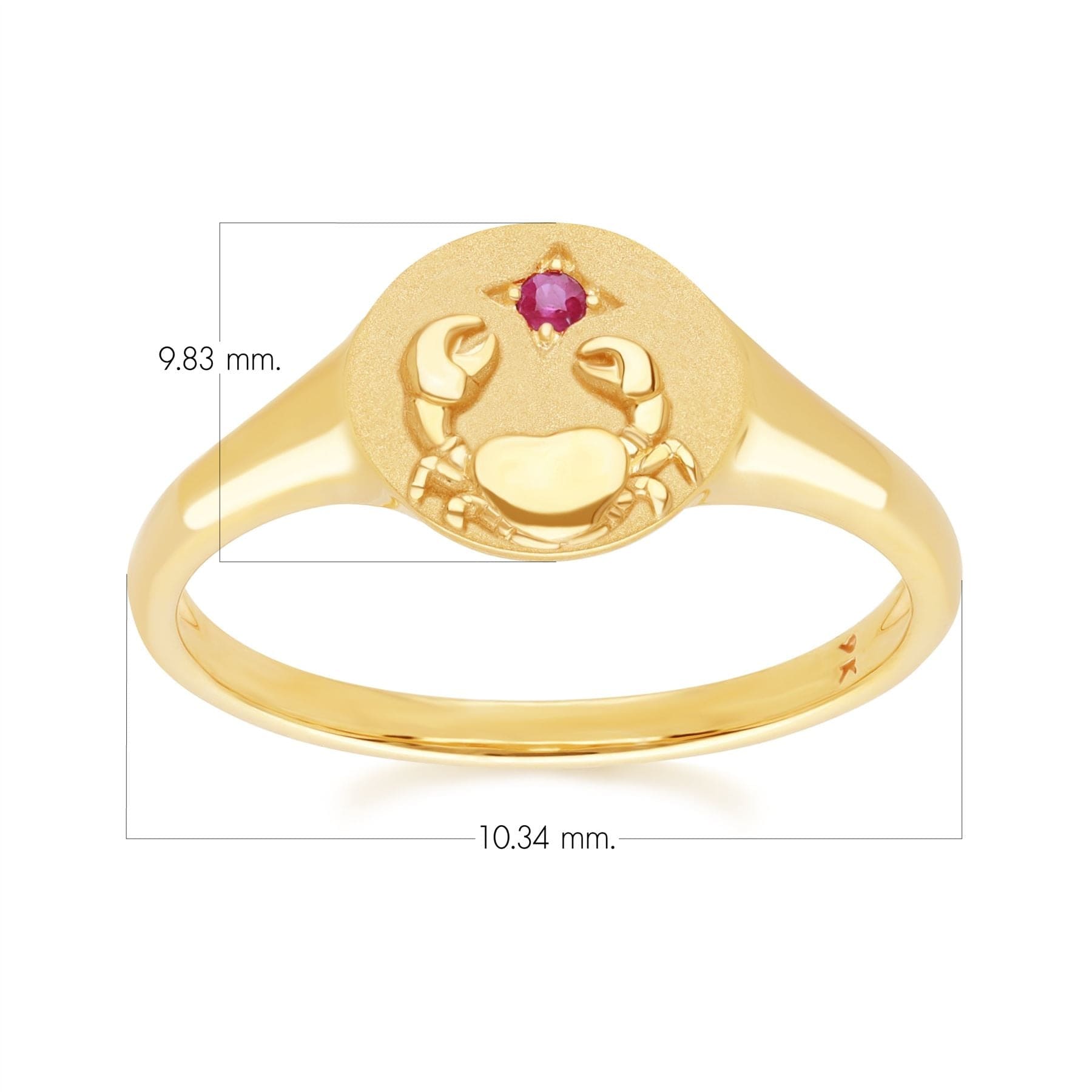 Zodiac Ruby Cancer Signet Ring In 9ct Yellow GoldDimensions  135R2085019