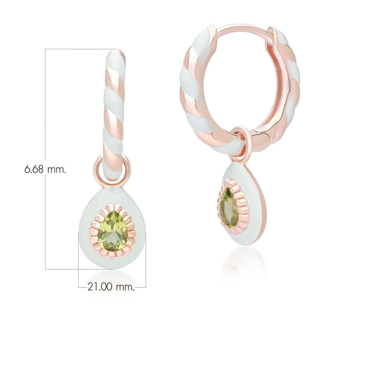 253E419101925 Siberian Waltz Green Enamel & Peridot Hoop Earrings In 18ct Rose Gold Plated Sterling Silver Dimensions