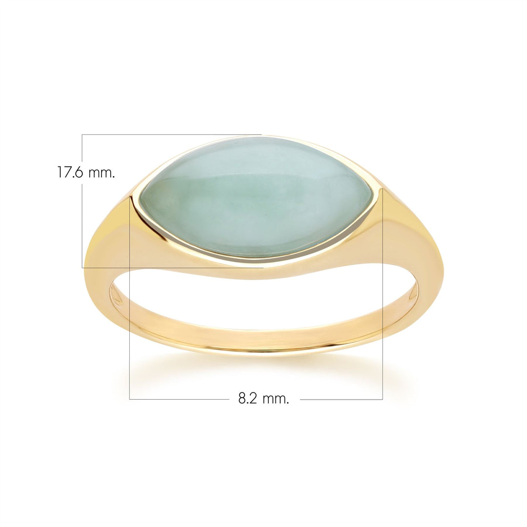 Klassischer Marquise-Ring aus grünem Jadeit in 9 Karat Gelbgold
