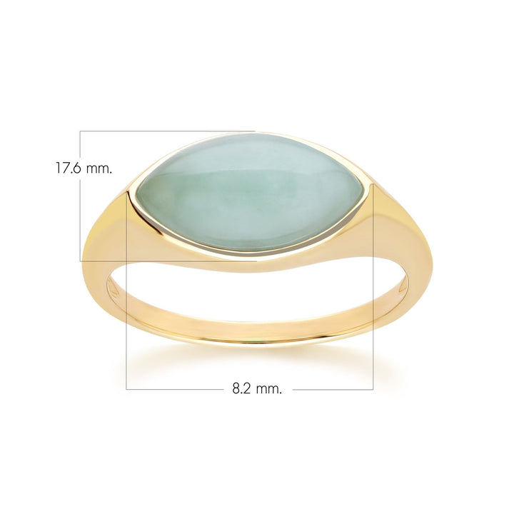 Klassischer Marquise-Ring aus grünem Jadeit in 9 Karat Gelbgold