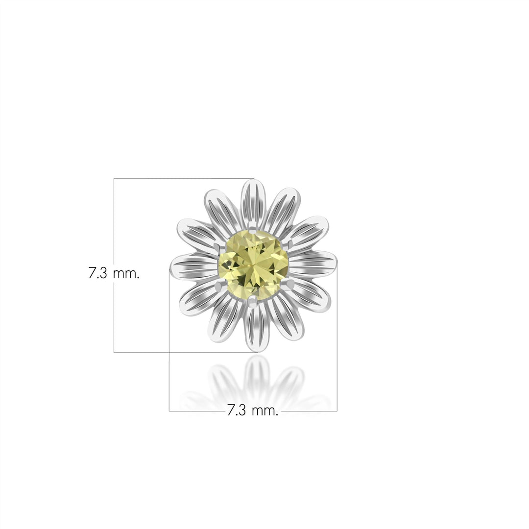 Gardenia Daisy Yellow Sapphire Floral Halo Flower Pin in 9ct White Gold