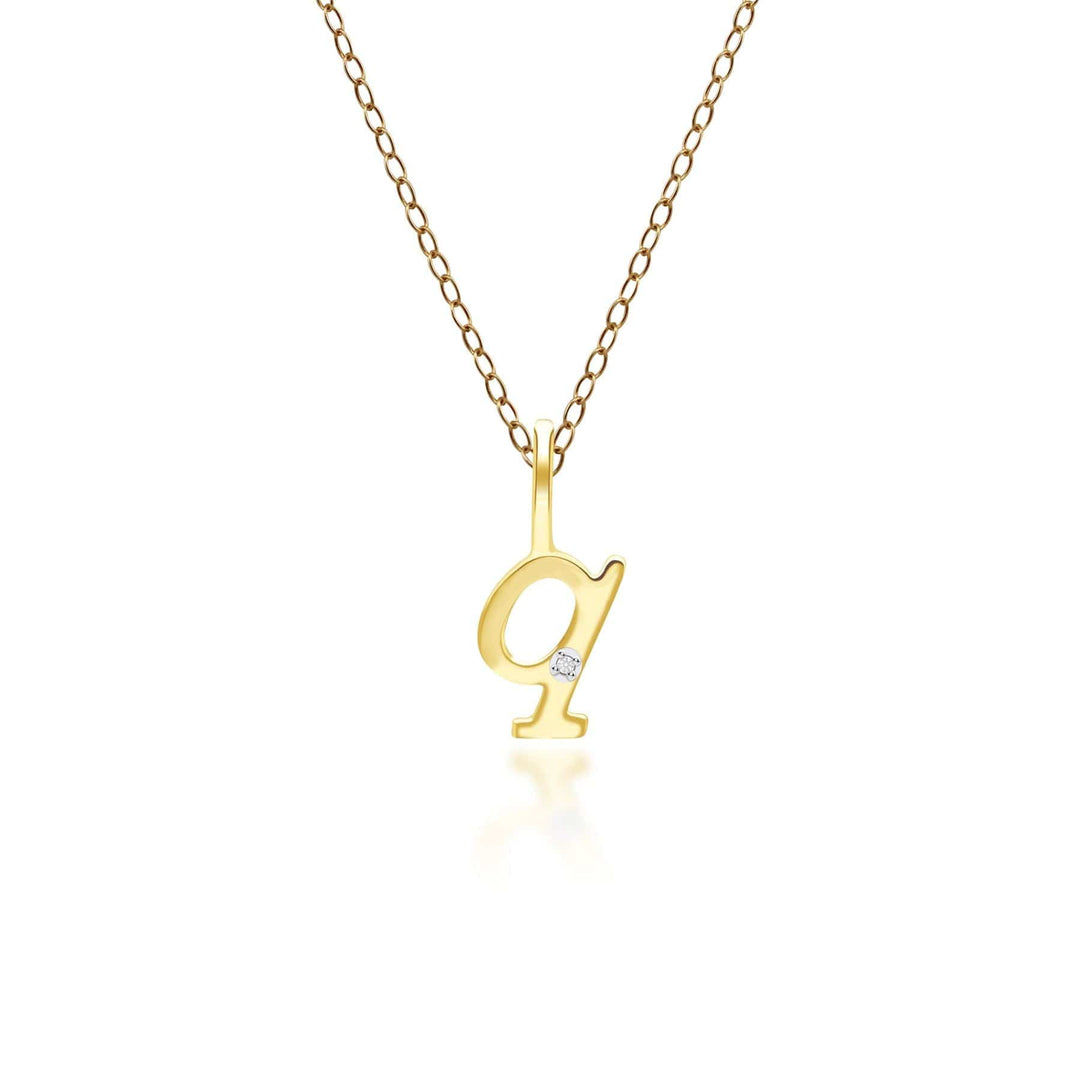 191P0788019 Alphabet Letter Q Diamond pendant in 9ct Yellow Gold Front