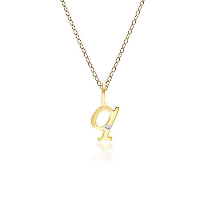 191P0788019 Alphabet Letter Q Diamond pendant in 9ct Yellow Gold Front