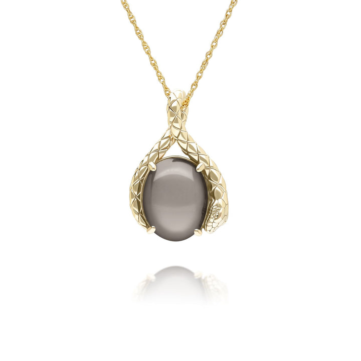 ECFEW™ Oval black moonstone tail and head set cabochon pendant in gold vermeil sterling silver