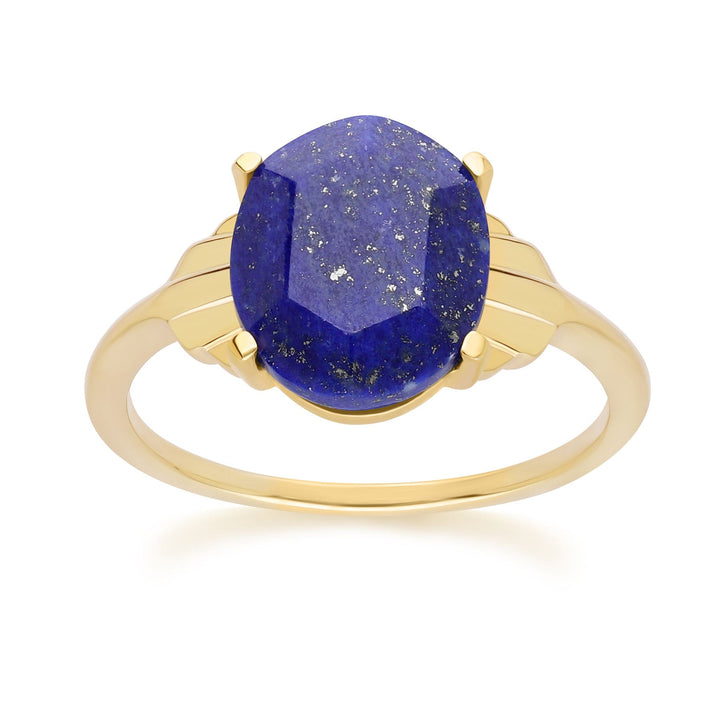 Grand Deco Ovaler Lapizlazuli-Ring aus Gold-Vermeil