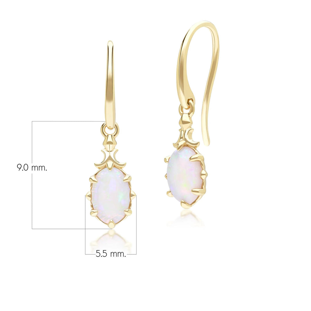 Classic Oval Opal Drop Earrings in 9ct Yellow Gold
