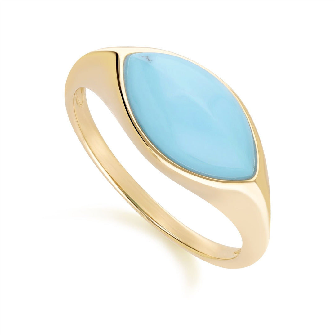 Klassischer Marquise-Türkisring in 9 Karat Gelbgold