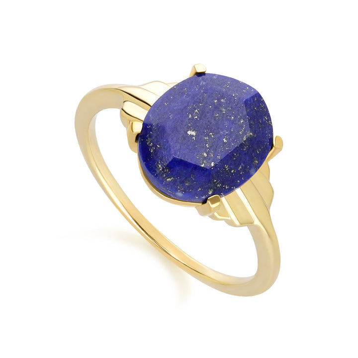 Grand Deco Ovaler Lapizlazuli-Ring aus Gold-Vermeil