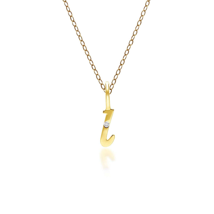 191P0783019 Alphabet Letter L Diamond pendant in 9ct Yellow Gold Front