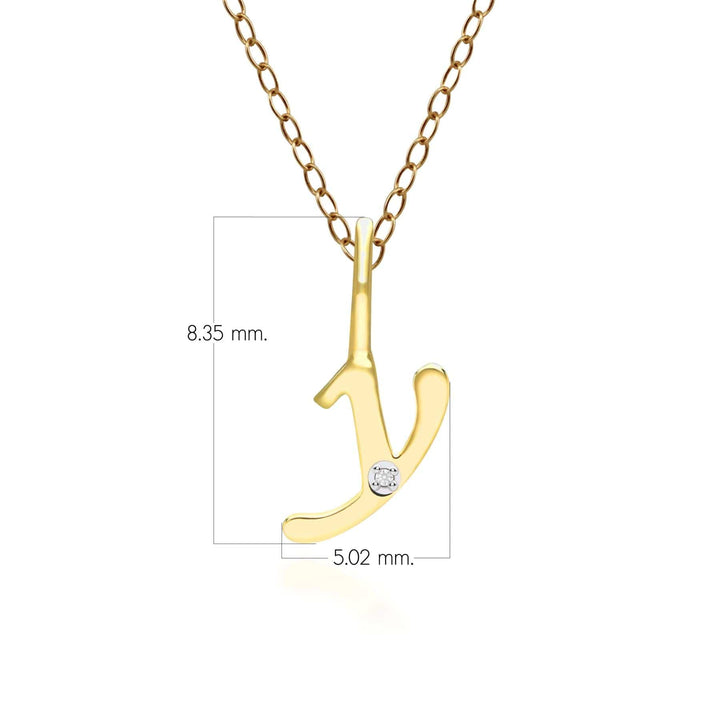 191P0795019 Alphabet Letter Y Diamond pendant in 9ct Yellow Gold Dimensions
