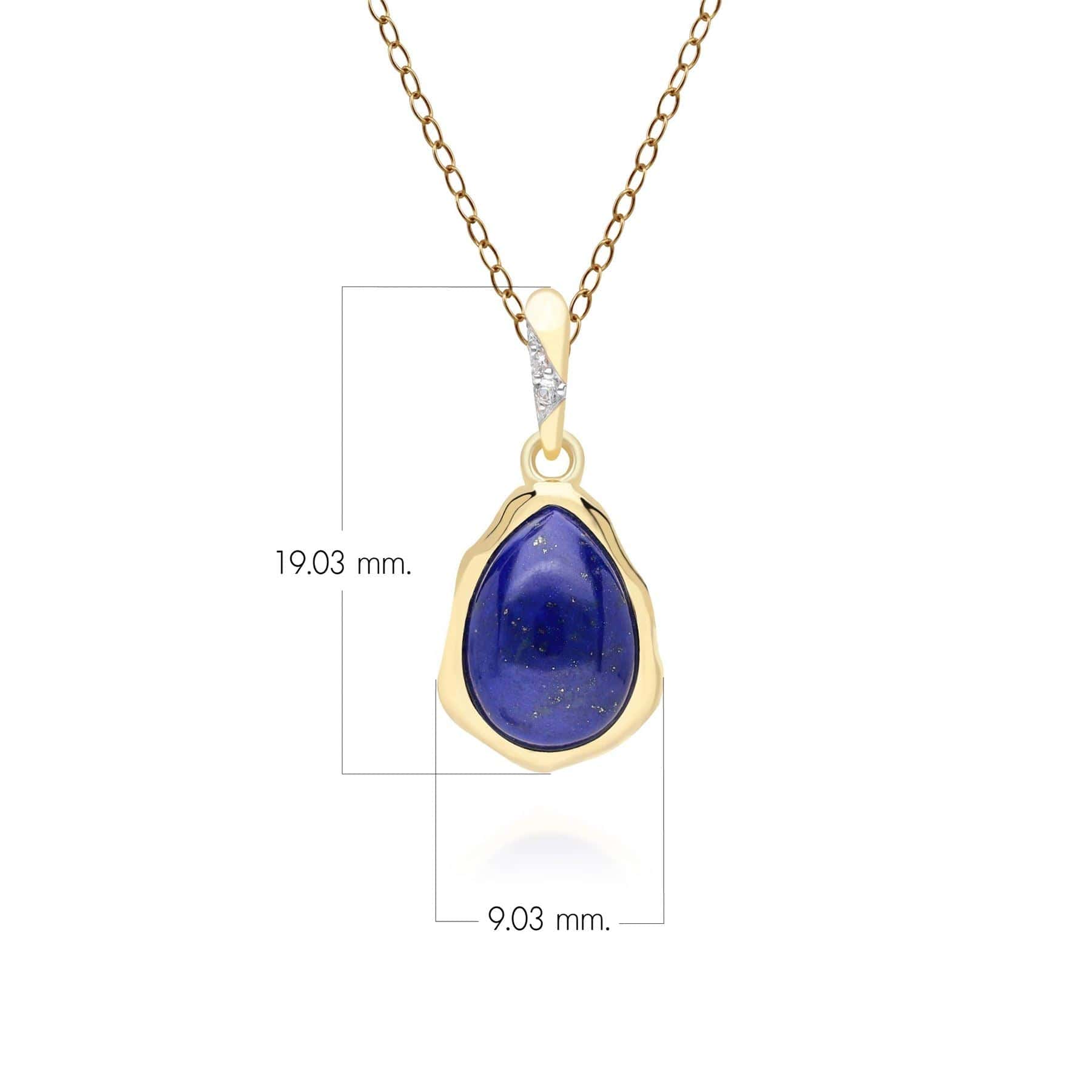 253P335302925 Irregular Lapis Lazuli & Topaz Pendant In 18ct Gold Plated SterlIng Silver Dimensions